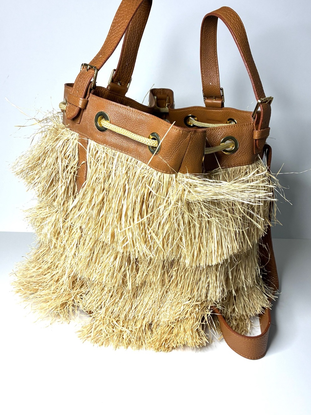 RARE Tory Burch Spring 2012 Runway Fringed Straw Convertible Backpack/Tote - Picture 4 of 10